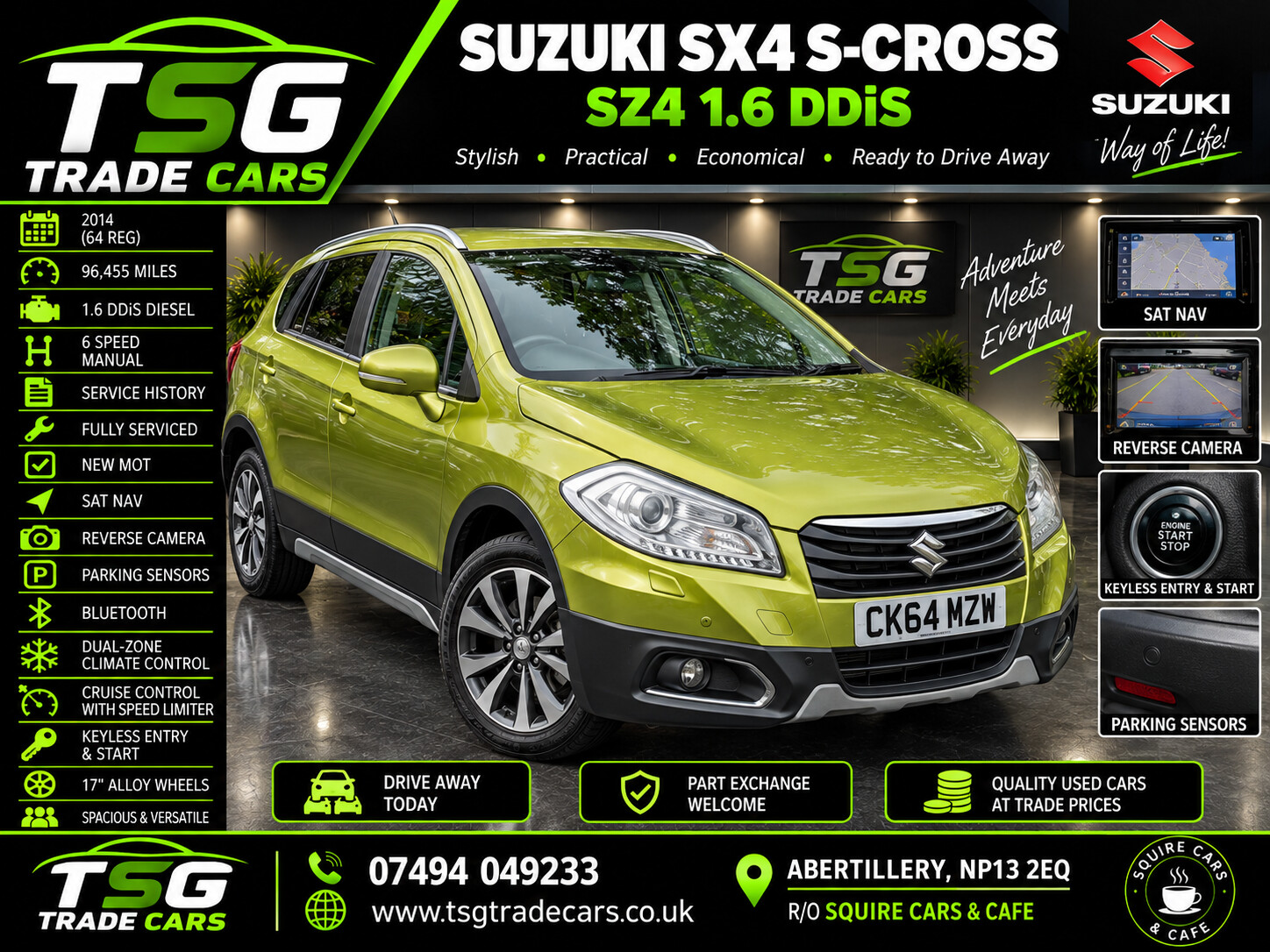 2014 Suzuki SX4 S-Cross 1.6 DDiS SZ4 SUV 5dr Diesel Manual Euro 5 (s/s) (120 ps) for sale at TSG Trade Cars