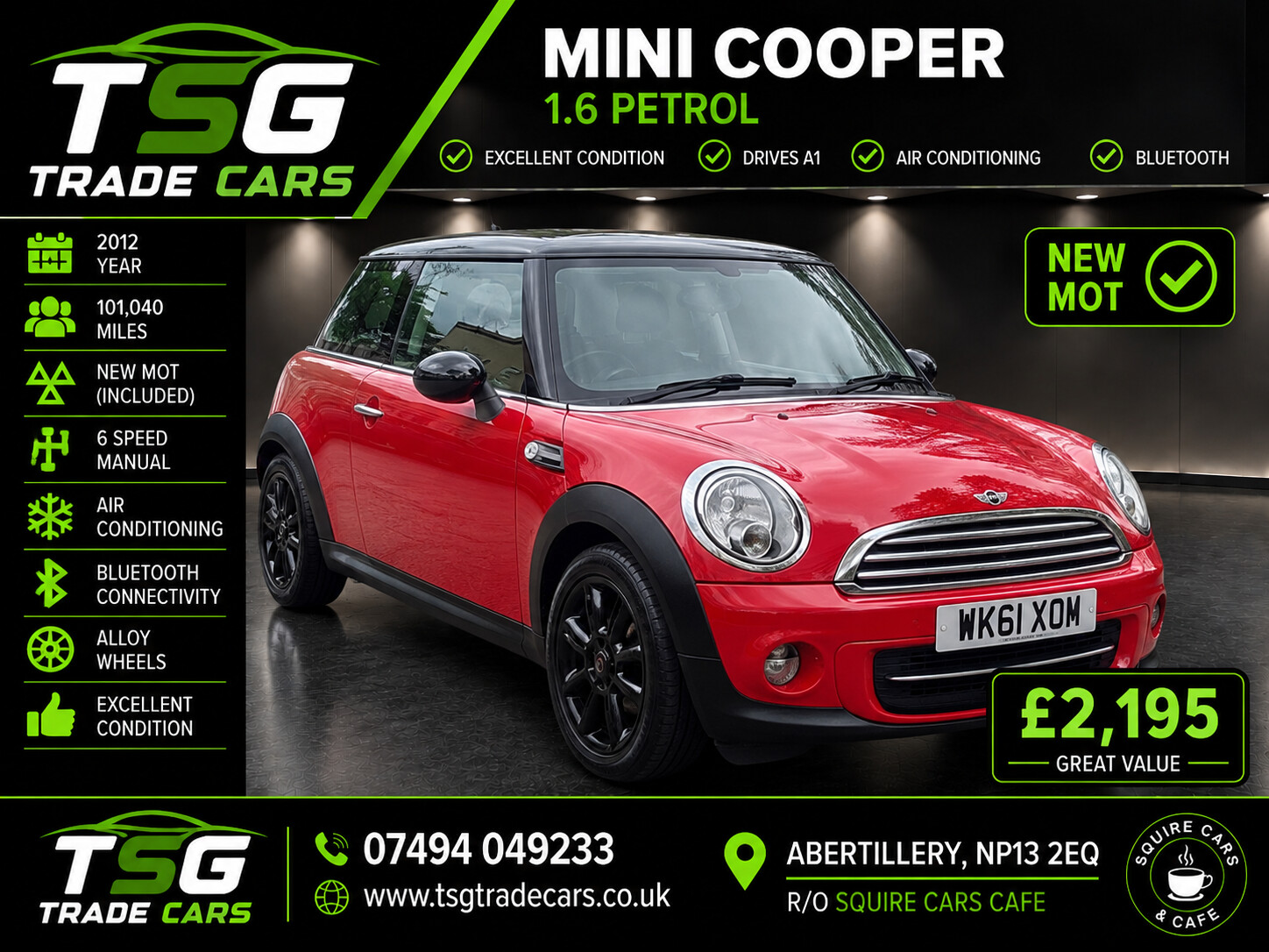 2011 MINI Hatch 1.6 Cooper Hatchback 3dr Petrol Manual Euro 5 (s/s) (122 ps) for sale at TSG Trade Cars