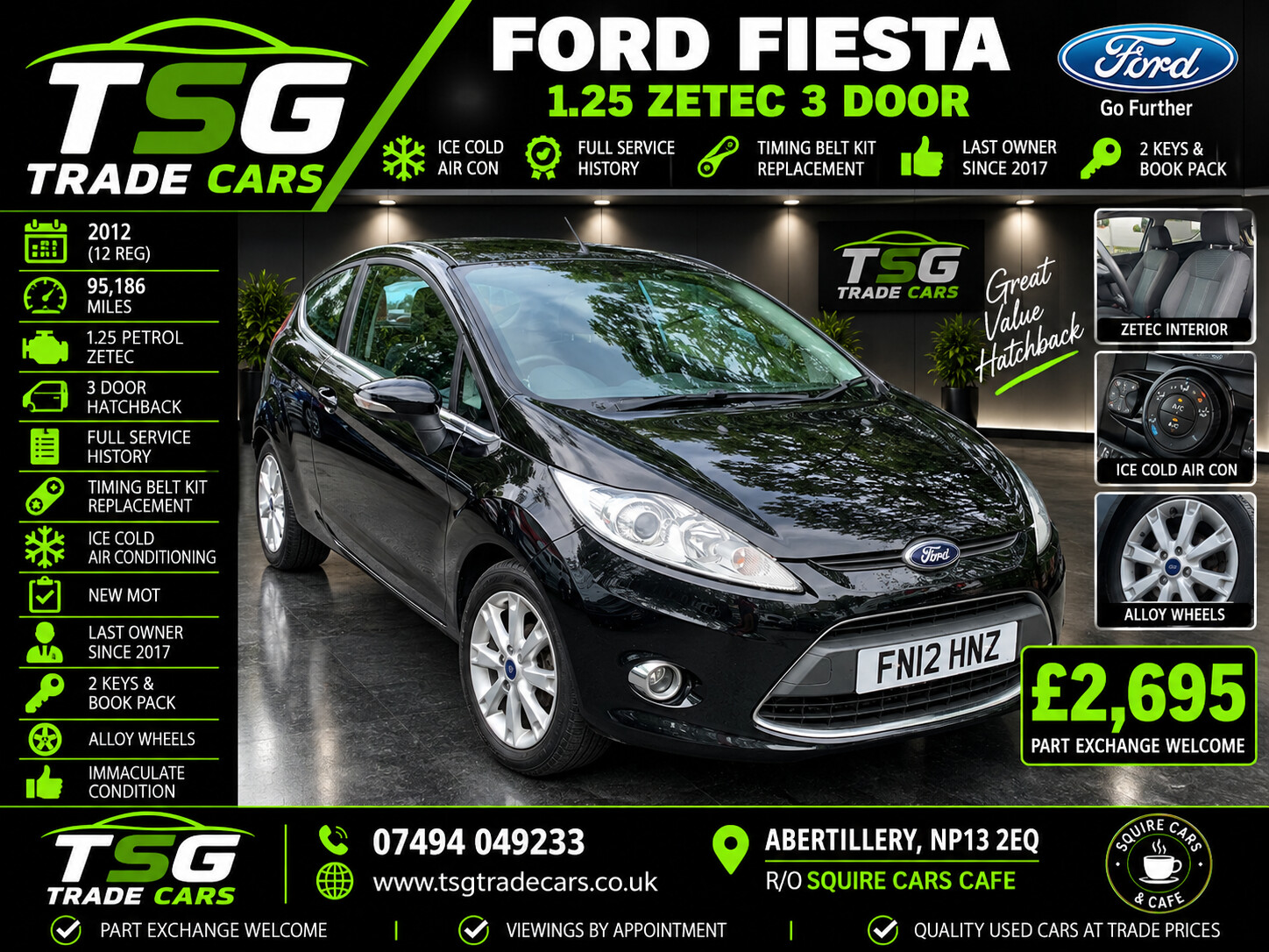 2012 Ford Fiesta 1.25 Zetec Hatchback 3dr Petrol Manual (129 g/km, 81 bhp) for sale at TSG Trade Cars