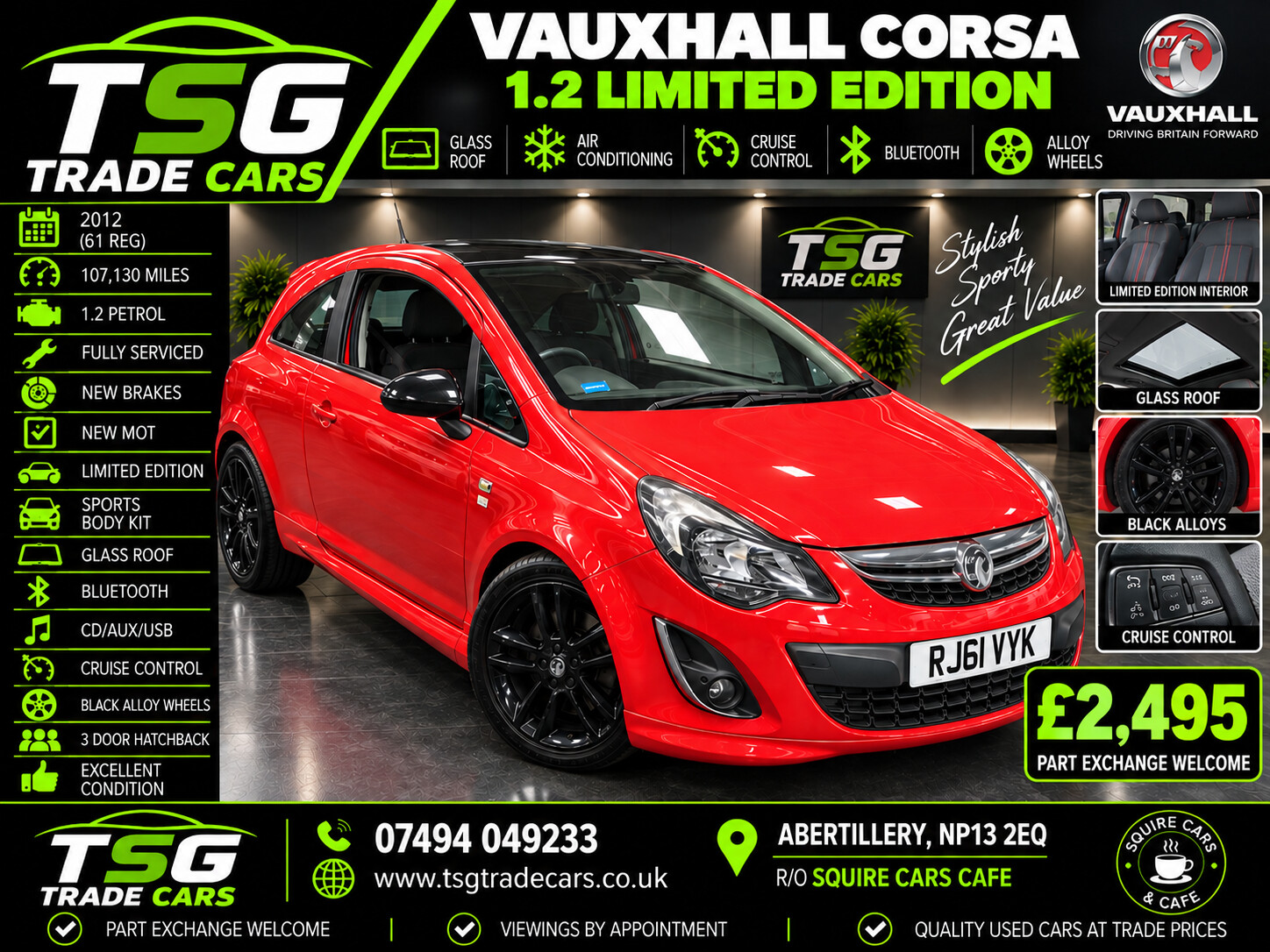 2012 Vauxhall Corsa 1.2 16V Limited Edition Hatchback 3dr Petrol Manual Euro 5 (85 ps) for sale at TSG Trade Cars