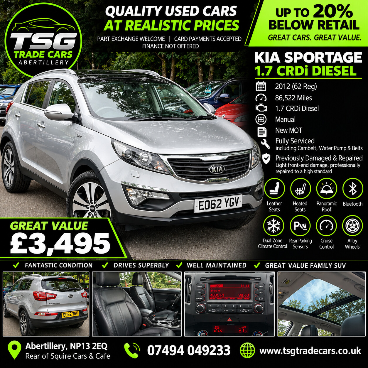 2012 Kia Sportage 1.7 CRDi EcoDynamics 3 SUV 5dr Diesel Manual 2WD Euro 5 (s/s) (114 bhp) for sale at TSG Trade Cars