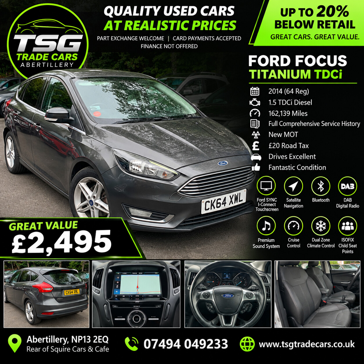 2014 Ford Focus 1.5 TDCi Titanium Hatchback 5dr Diesel Manual Euro 6 (s/s) (120 ps) for sale at TSG Trade Cars