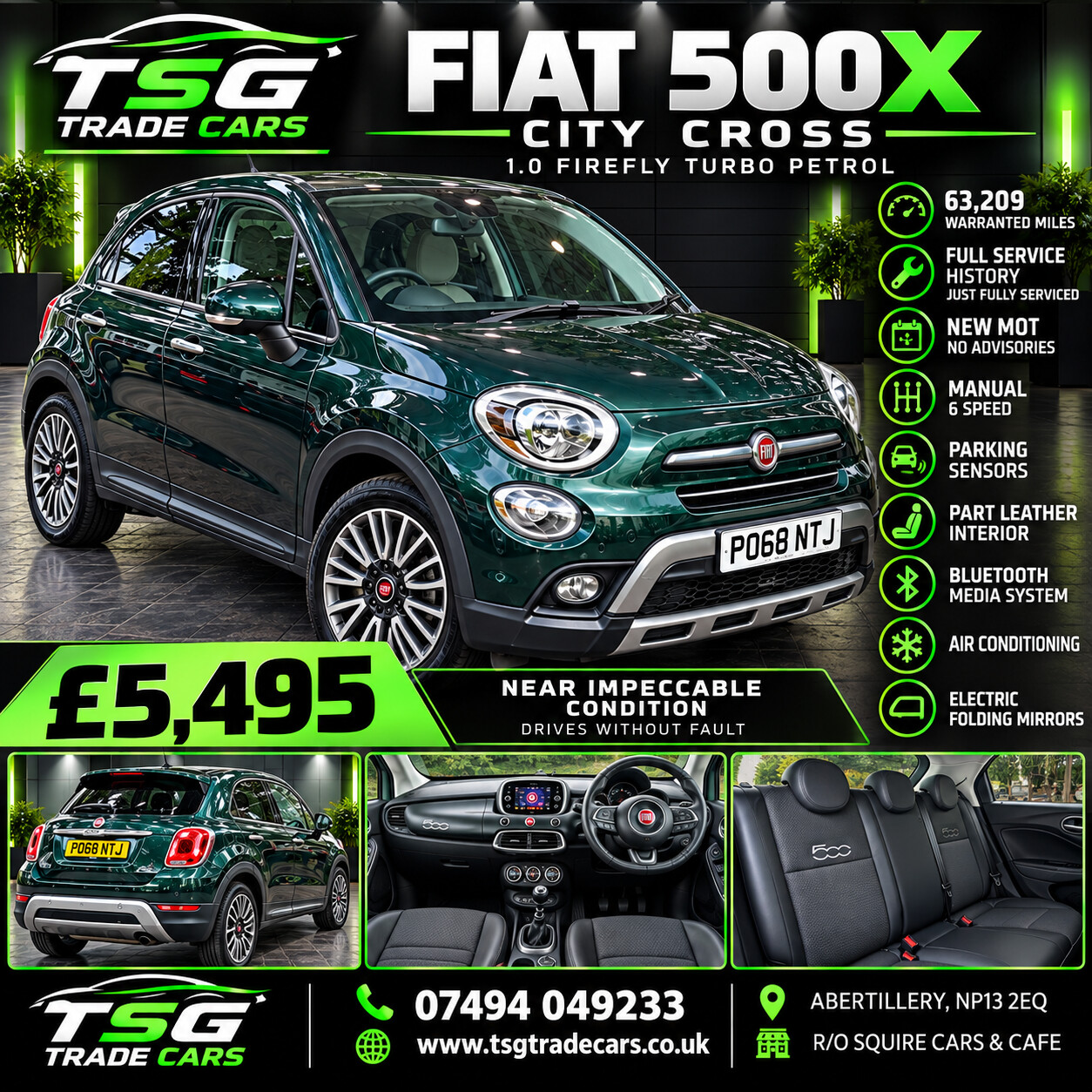 2018 Fiat 500X 1.0 FireFly Turbo MultiAir City Cross SUV 5dr Petrol Manual Euro 6 (s/s) (120 bhp) for sale at TSG Trade Cars