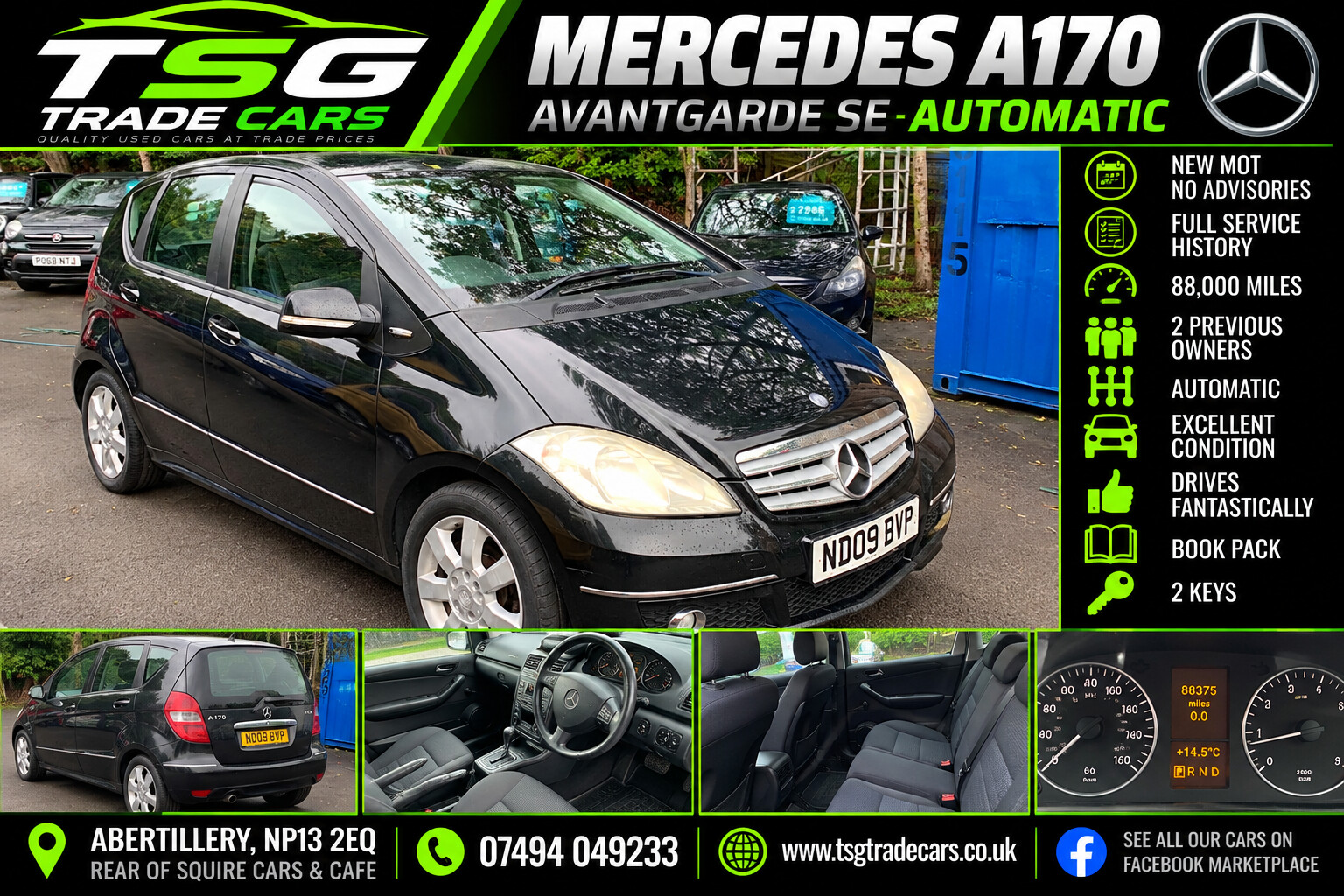2009 Mercedes-Benz A Class 1.7 A170 Avantgarde SE Hatchback 5dr Petrol CVT (166 g/km, 116 bhp) for sale at TSG Trade Cars