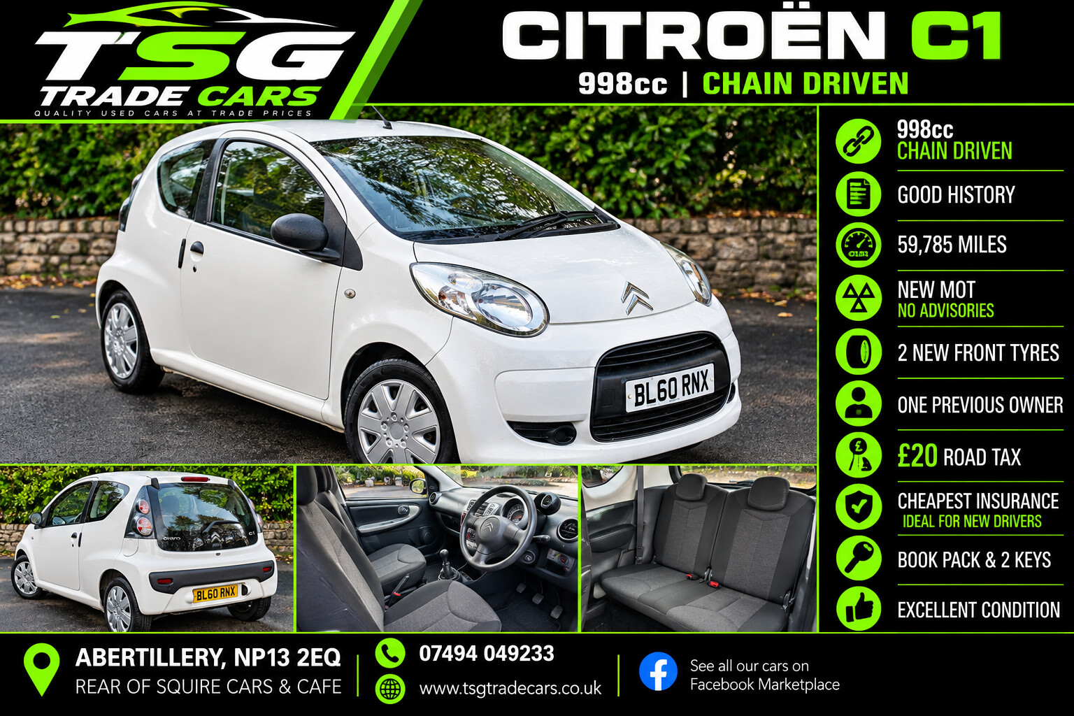 2011 Citroen C1 1.0i VTR Hatchback 3dr Petrol Manual Euro 5 (68 ps) for sale at TSG Trade Cars