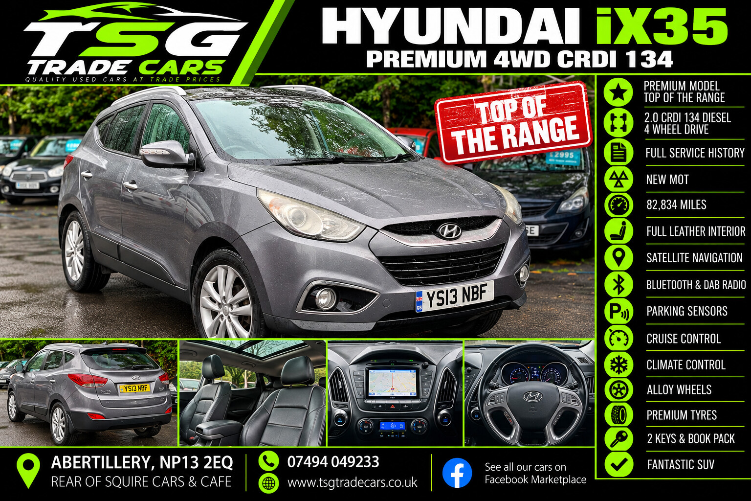 2013 Hyundai ix35 2.0 CRDi Premium SUV 5dr Diesel Manual 4WD Euro 5 (134 bhp) for sale at TSG Trade Cars