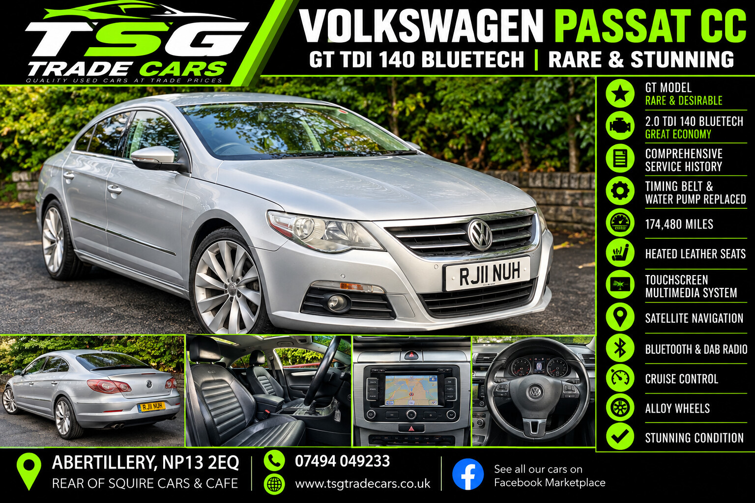 2011 Volkswagen CC 2.0 TDI BlueMotion Tech GT Saloon 4dr Diesel Manual Euro 5 (s/s) (5 Seat) (140 ps) for sale at TSG Trade Cars