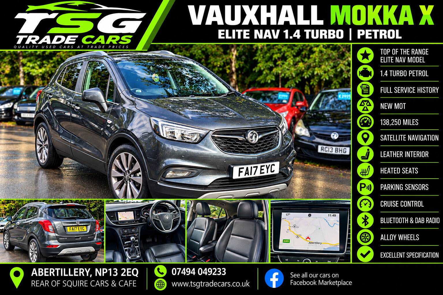 2017 Vauxhall Mokka X 1.4i Turbo Elite Nav SUV 5dr Petrol Manual Euro 6 (s/s) (140 ps) for sale at TSG Trade Cars